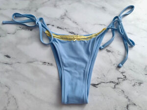 PINK Victoria's Secret x Frankies Bikinis Swim Bikini Bottom Itsy Side Tie Blue